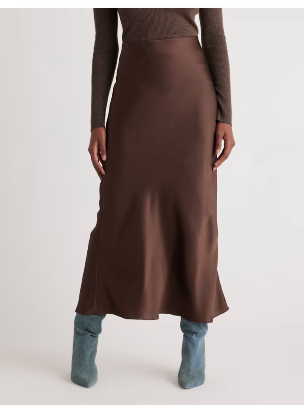 Quince Silk Skirt in Chocolate Brown